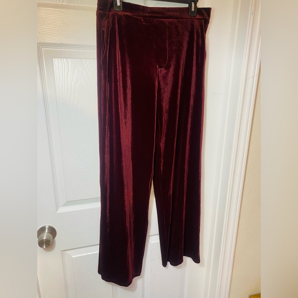 SOLD Wide Leg Velvet Burgundy Pants NWT size medium - Picture 6 of 6